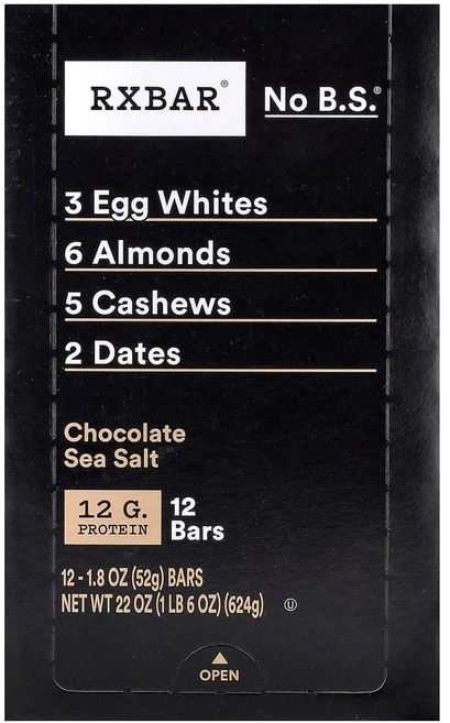 알엑스바 프로틴바 초콜릿 바다 소금 바 12개 개당 52g(1.83oz), 1개, 52g - 쿠팡