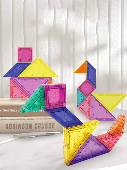 7PCS 탱그램 칠교 자석 놀이 휴대하기 간편한 도형 모형, 1개, 1인용, 다양한색상