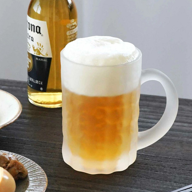 도요사사키 아와다치 불투명 거품 맥주컵 머그 비어 글라스 생맥주잔 425ml, 1개