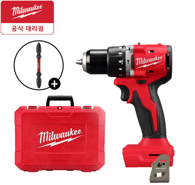 밀워키 M18 BLPDRC-0C 18V 브러쉬리스 해머드릴 드라이버II 베어툴 비트날포함, 1개