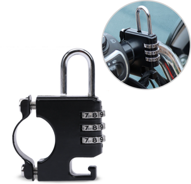 브리준 무타공 헬멧걸이 번호형자물쇠 도난방지 봉지걸이, 1개, 블랙