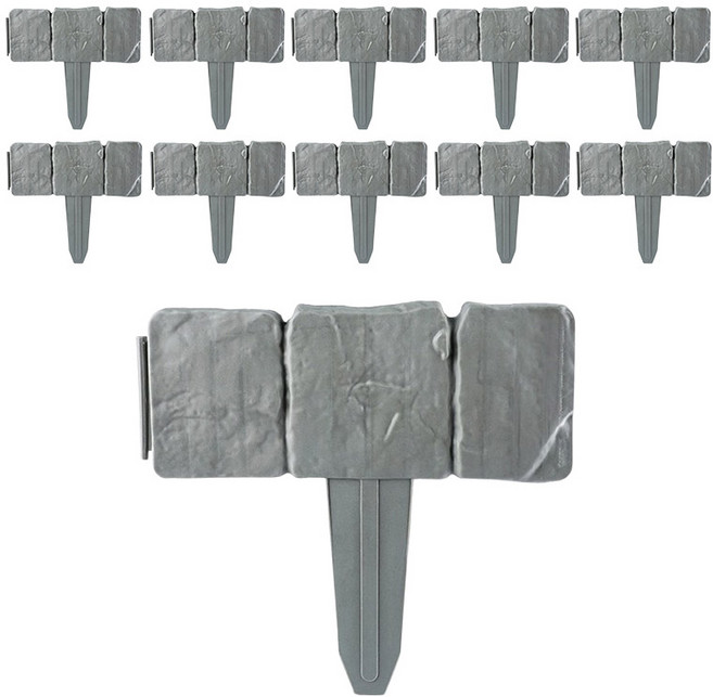 제로앤나인 돌모양 조립식 화단 울타리 10p 정원 펜스, 그레이