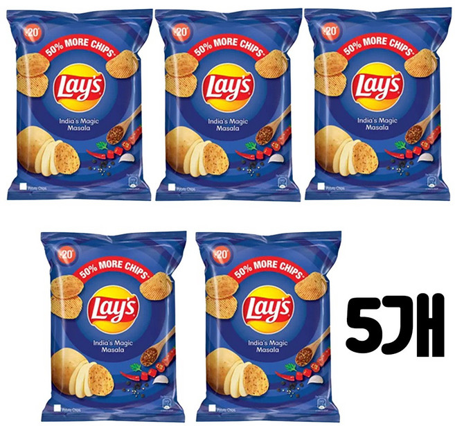 레이즈 인도 매직 마살라 감자칩 포테토칩 40g, 5개
