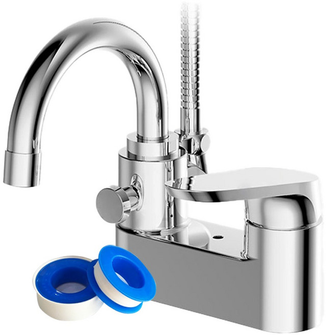 대림바스 4인치 세면대 수전 테프론 테이프 포함 DL-YB6A15 샤워 겸용 사인치 2홀 3홀 세면수전, 1개