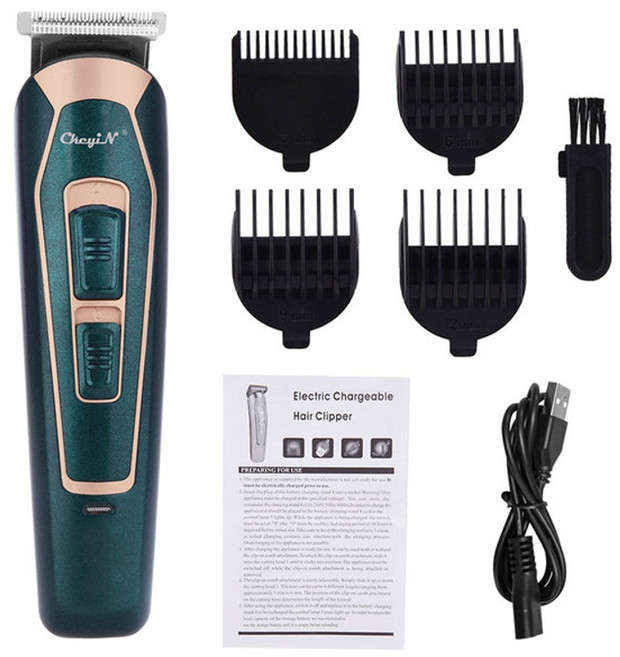 ckeyin 충전식 barber hair trimmer for men low noise shaving hair razor 무선 헤어 클리퍼 hair cutting machine c, 씨엔, 초록