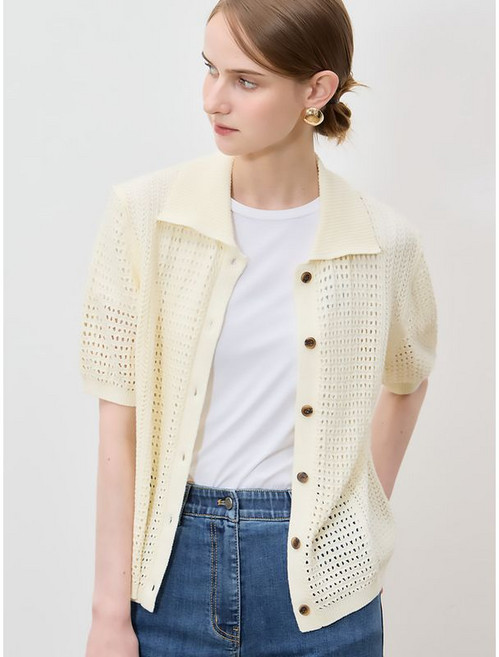 쉬즈미스 경쾌한 카라 펀칭 니트 가디건 택가격 198000원