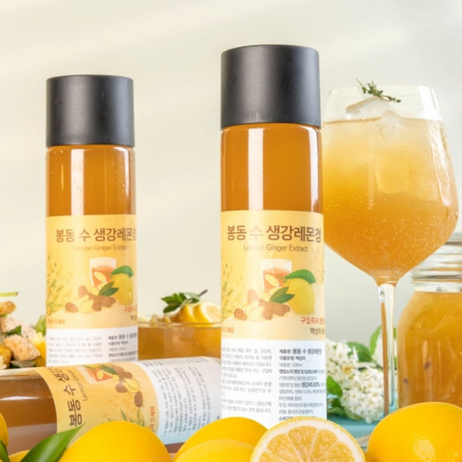 진심먹거리 봉동 수 생강레몬청, 2개, 1개입, 500ml