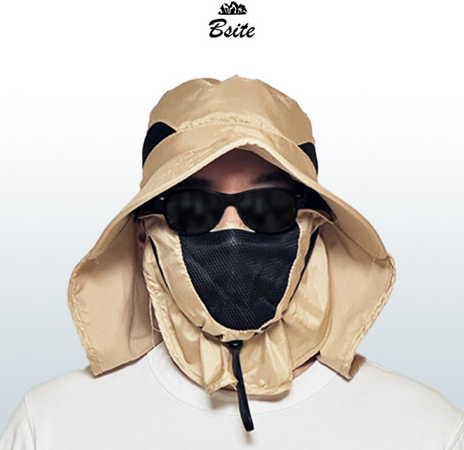 비사이트 자외선차단 창넓은 낚시 등산 모자, 베이지