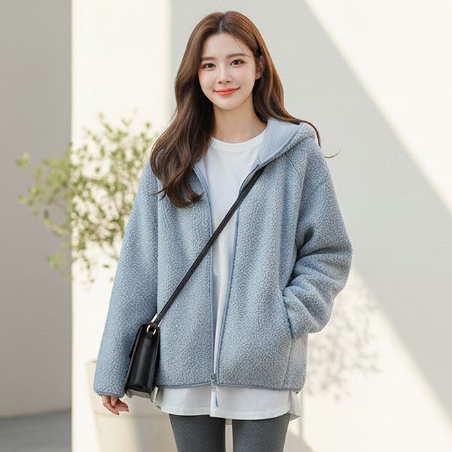 스토리원 여성 양털 후드집업 플리스 자켓 점퍼 후리스 WM-FWOT018