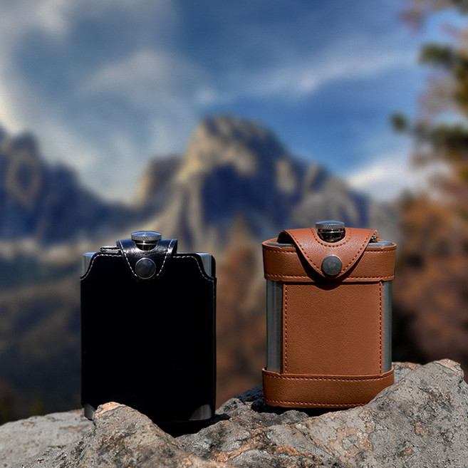 젠틀샷 힙플라스크 세컨드 바디, 1개, 블랙레더포켓