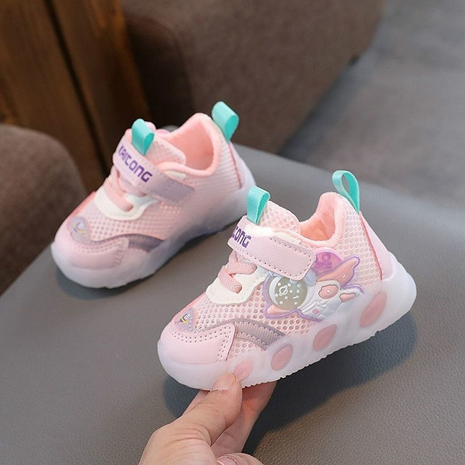 그린새싹 발광 LED 불빛나는 메쉬 아동 신발 봄 여름 가을 운동화(단층망)