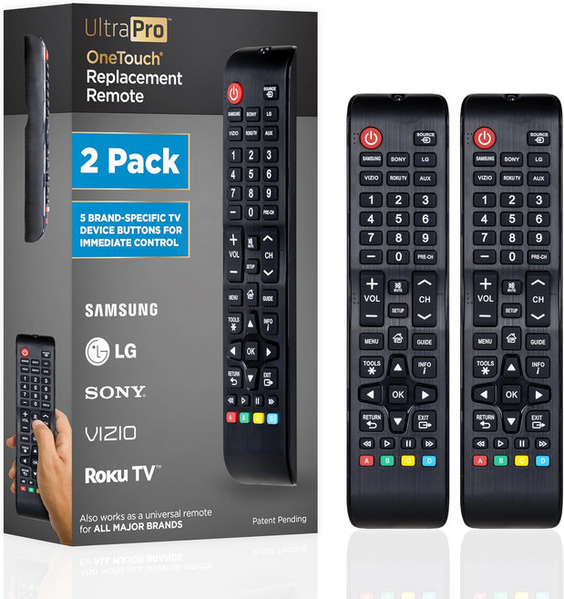 LG 소니 비지오 및 로쿠 TV 스마트 LED LCD HDTV 3D 시리즈 2팩 블랙 84254에 호환되는 울트라프로 원터치 범용 리모컨 교체 제품