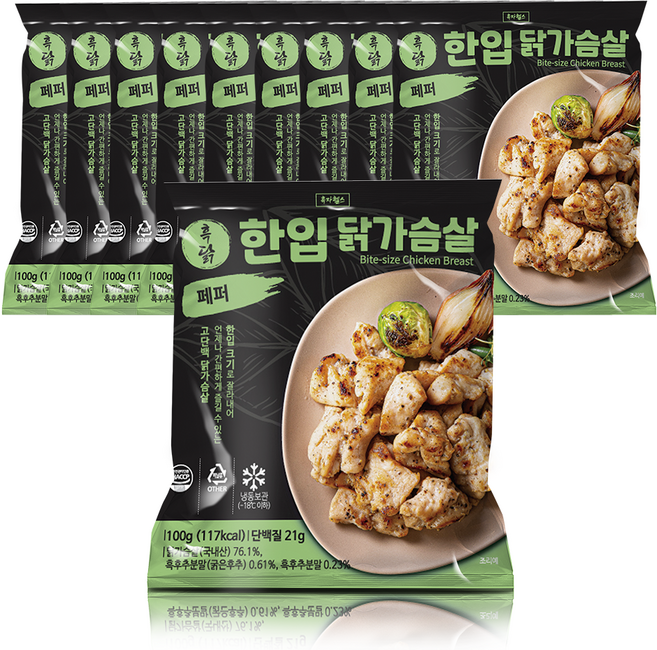 흑닭 한입 닭가슴살 페퍼, 100g, 10개