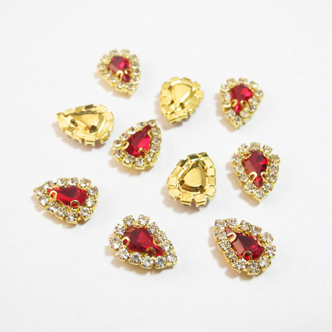 잇템샵 네일파츠 브로치 네일재료 레드 1개입, 물방울레드10mm x 12mm, 1개