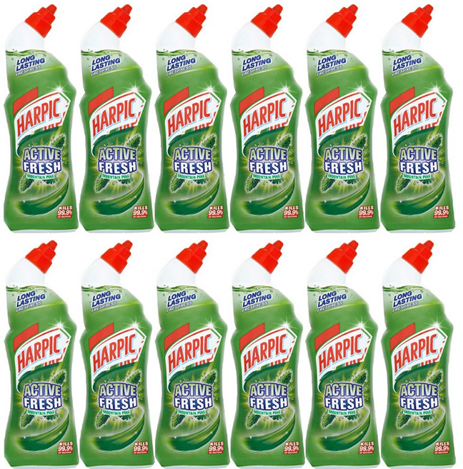 Harpic 하피 액티브 프레쉬 화장실 변기 청소 세제 소나무향 750ml 12팩