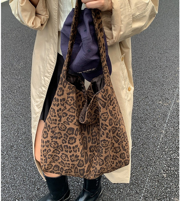 꾸이미 스웨이드 레오파드 호피 에코백 숄더백