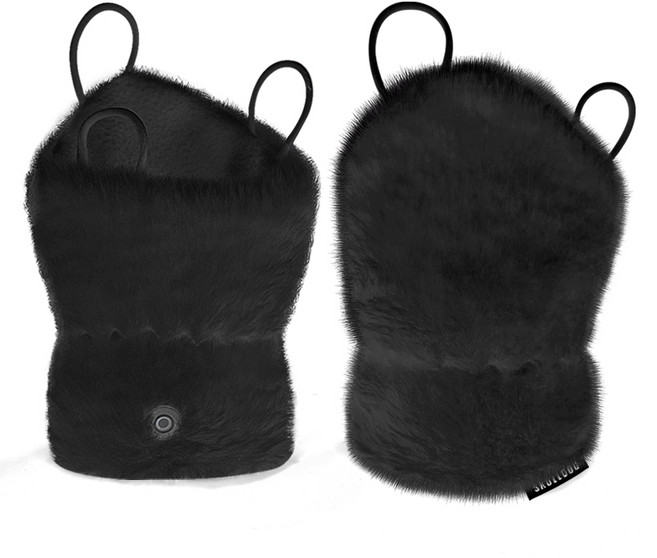 스컬독 겨울 골프 손등토시 양손세트 분실방지 핸드워머 페이크 퍼 벨보아 손등덮개 겨울장갑, 1세트, 블랙