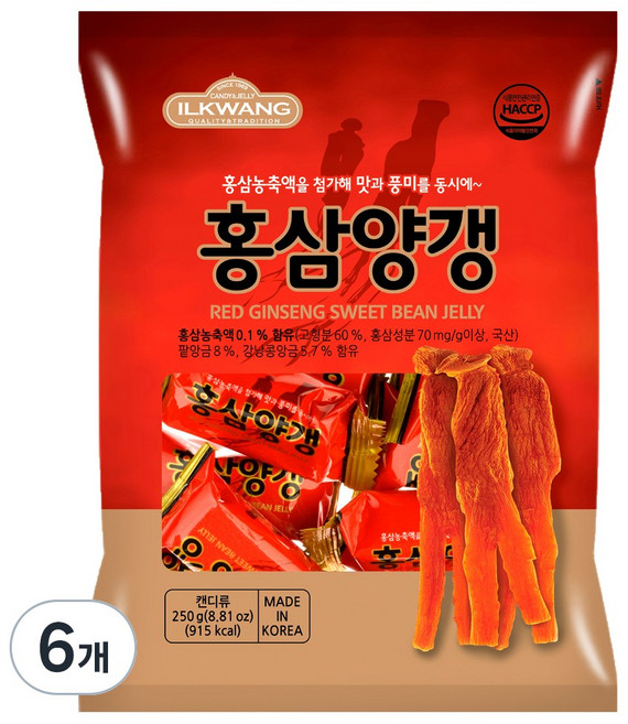 일광제과 홍삼양갱, 250g, 6개