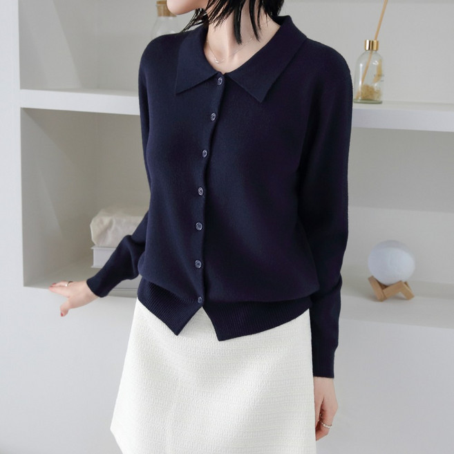 제니트 깔끔 심플 카라 투웨이 보들 포근 고급 니트 가디건 여성 부드러운 소프트 카라넥 데일리 데이트룩