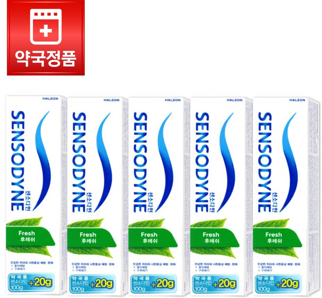 센소다인 후레쉬 치약, 120g, 5개
