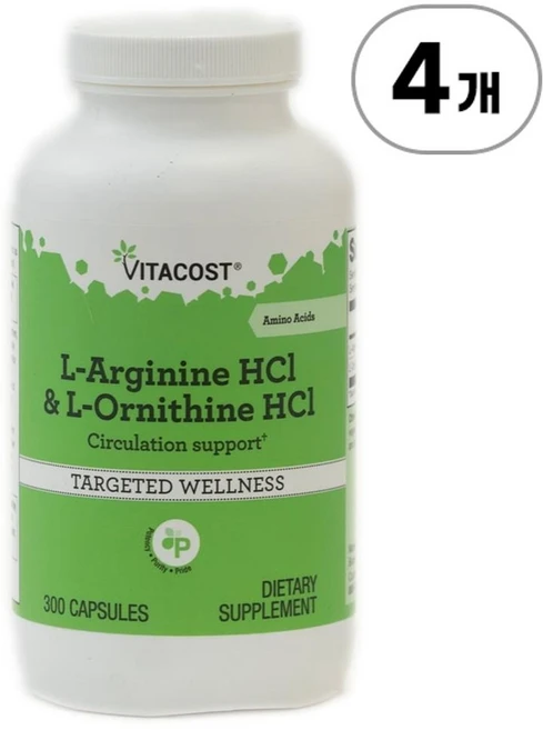 비타코스트 L-아르기닌 HCl & L-오르니틴 HCl Vitacost L-Arginine HCl & L-Ornithine HCl 300정, 4개 - 쿠팡