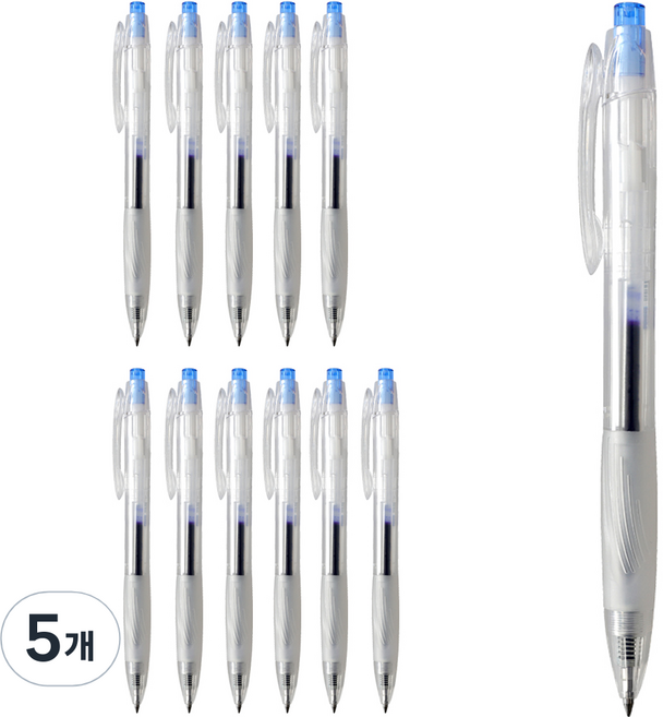 모닝글로리 1000 m5 초저점도펜 0.5mm 12p, 청색, 5개
