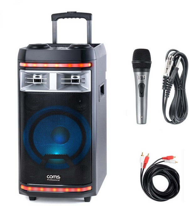 컴스 휴대용 블루투스 버스킹 앰프, CR400PBS1 (유선마이크 1개 증정), 단일제품