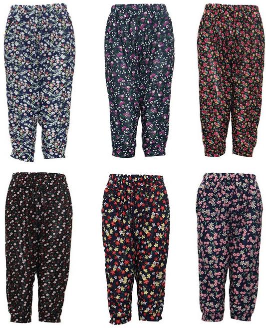 [쓰리몰] 남자 여자 9부/7부 아이스 냉장고바지 몸빼 꽃무늬 촌캉스까실이