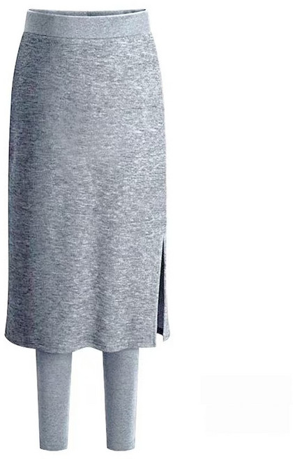 Asure 여자 무지 봄 가을 스판 밴딩 니트 스커트 레이어드 레깅스 치마바지