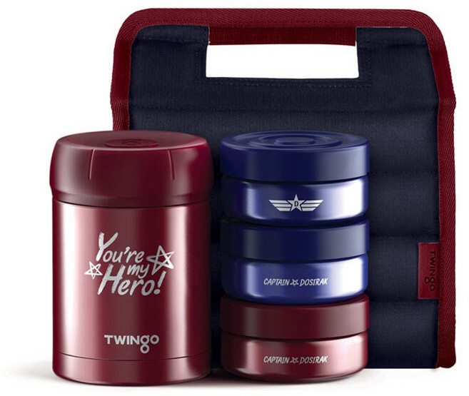 트윙고 캡틴 보온도시락 죽통세트 1140ml, 1개