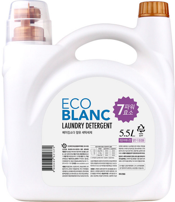에코블랑 베이킹소다 세탁세제 레몬버베나향, 1개, 5.5L