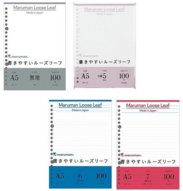 마루망 A5 바인더노트 루즈리프 리필 속지 20공 100매, 1개, 6mm 라인 (L1301H)