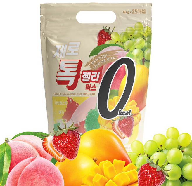 제로톡젤리 믹스 1kg 0칼로리 제로젤리 다이어트 대용량젤리 과일젤리, 25개, 40g