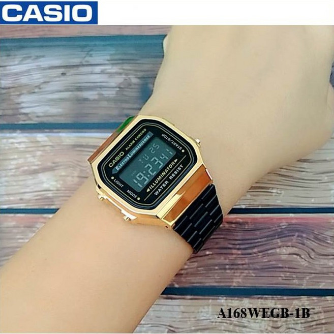 CASIO 卡西歐 A168WEGB-1B 復古經典電子錶 黑金配色