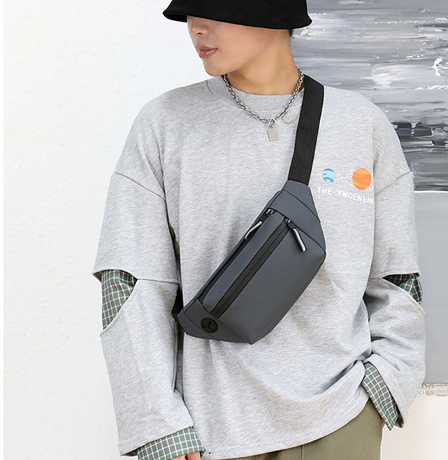 라네르 남자 투포켓 힙색 미니 슬링백 메신저백