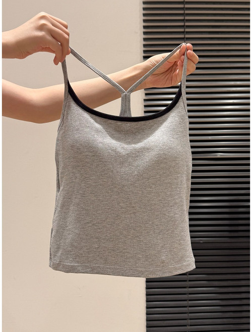 젬버트 투톤 베이직 캡내장 크롭 이너 끈나시