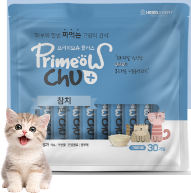 프리미요츄 플러스 고양이 짜먹는간식 대용량 30P, 참치맛, 300g, 1개