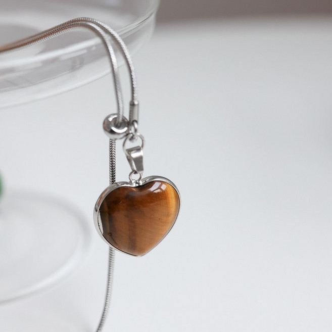 에브리테일 마블 하트 실버줄 호안석 롱 목걸이