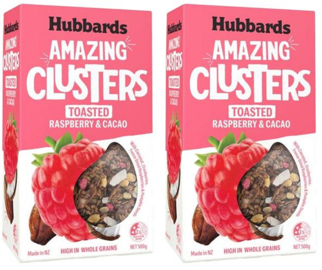 Hubbards 뮤즐리 그래놀라 어메이징 토스티드 클러스터 라즈베리 & 카카오, 500g, 2개