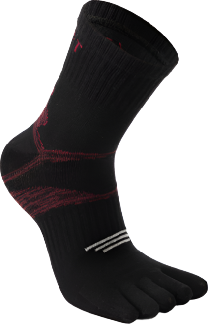 슬로우테라스 남성용 메리노 울 발가락 등산양말 아웃도어 스포츠 양말, 블랙