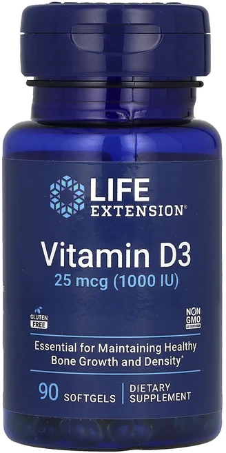 Life Extension 비타민D3 25mcg(1000IU) 소프트젤 90정 - 쿠팡