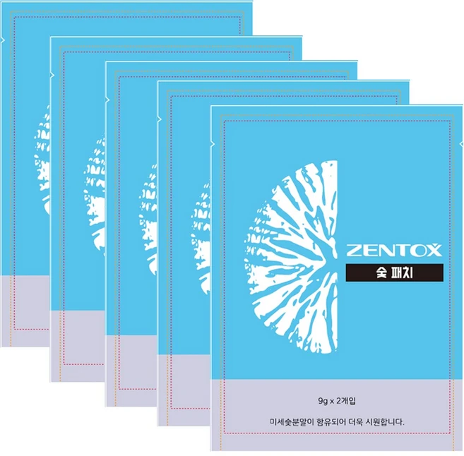 돌나라 한농제약 젠톡스 숯패치 5팩(총10매입) + 밀착포 10장 숯파스 숯팩, 5개, 2매입 - 쿠팡