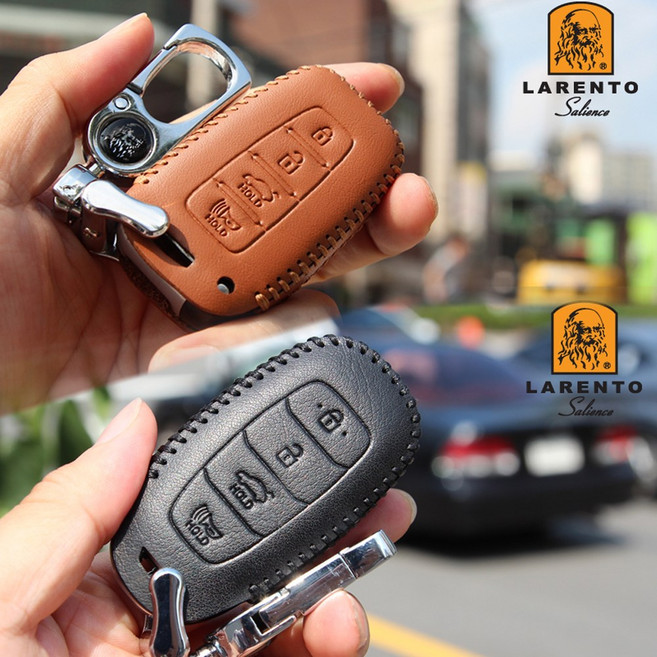라렌토 가죽 차량 스마트 키 케이스 HLR-111, 블랙