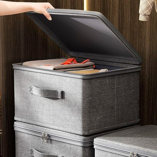 레디박스 대용량 손상 걱정없는 지퍼 커버형 다용도 수납 이불 의류 옷 정리함, 1개, 딥그레이