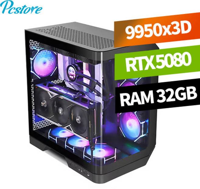 피씨스토어 하이엔드 게이밍PC 라이젠5 9950X3D RTX5080 (32GB M.2 1TB) PCS, 32GB