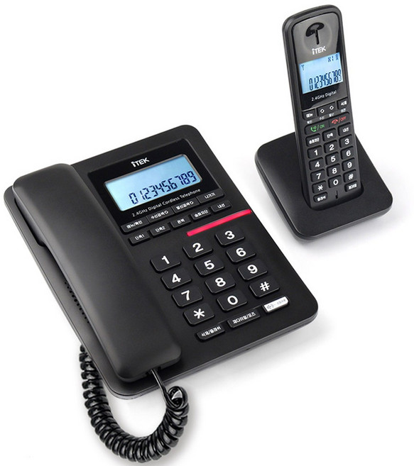 ITEK 매장 사무실 가정용 발신자표시 유무선전화기 유/무선 핸즈프리 전화기 착신램프, ik-3010, 블랙, 상세페이지 참조