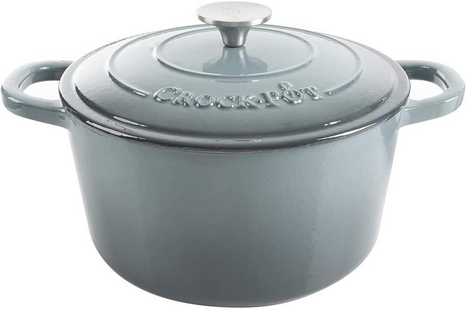 Crock Pot Artisan 원형 에나멜 주철 더치 오븐 5쿼트 선셋 오렌지 260917, 슬레이트 그레이