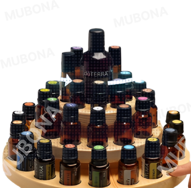 아로마 오일 거치대 회전식 진열대 원목 진열대 원형, 1개