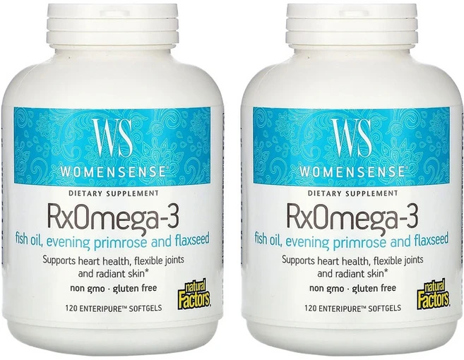 네츄럴팩터스 우먼센스 RxOmega-3 엔터티퓨어 소프트젤 120정, 2개 - 쿠팡