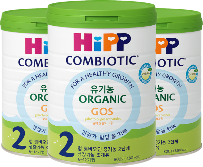 힙 유기농 콤비오틱 분유 2단계, 800g, 3개